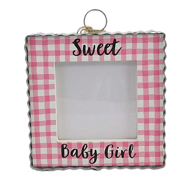 Baby Girl Photo Frame Pink Gingham Plaid Single Image Frames