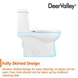 DEERVALLEY Ally 1-Piece 0.81.28 GPF Dual Flush Elongated ADA Comfort Height Toilet in Glossy White Seat Included DV-1F52816