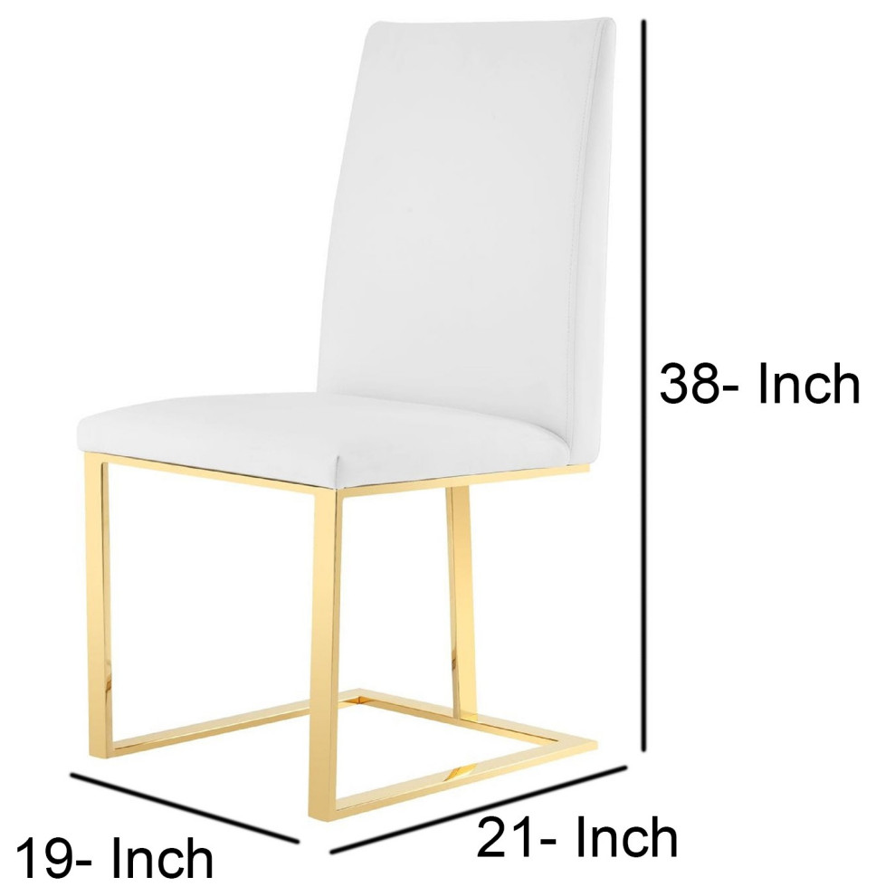 Benzara BM277335 Cid 21 quotDining Chair Stainless Steel Base  Faux Leather  White   Contemporary   Dining Chairs   by Uber Bazaar  Houzz