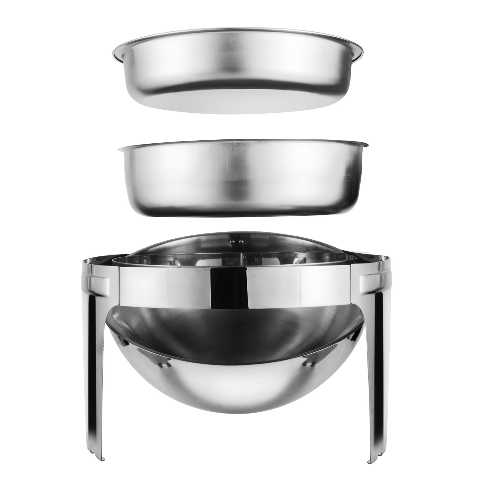 VEVOR 2 Packs Stainless Steel Chafing Dish 6 Quart Round Chafer Roll Top Chafer for Catering Buffet Warmer Set with Pans and Fuel Holders