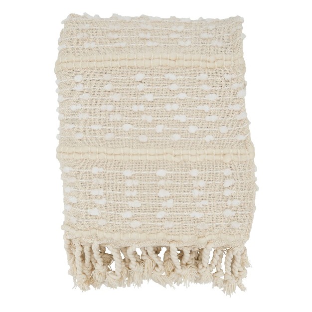 Striped Woven Fringe Throw Blanket Saro Lifestyle