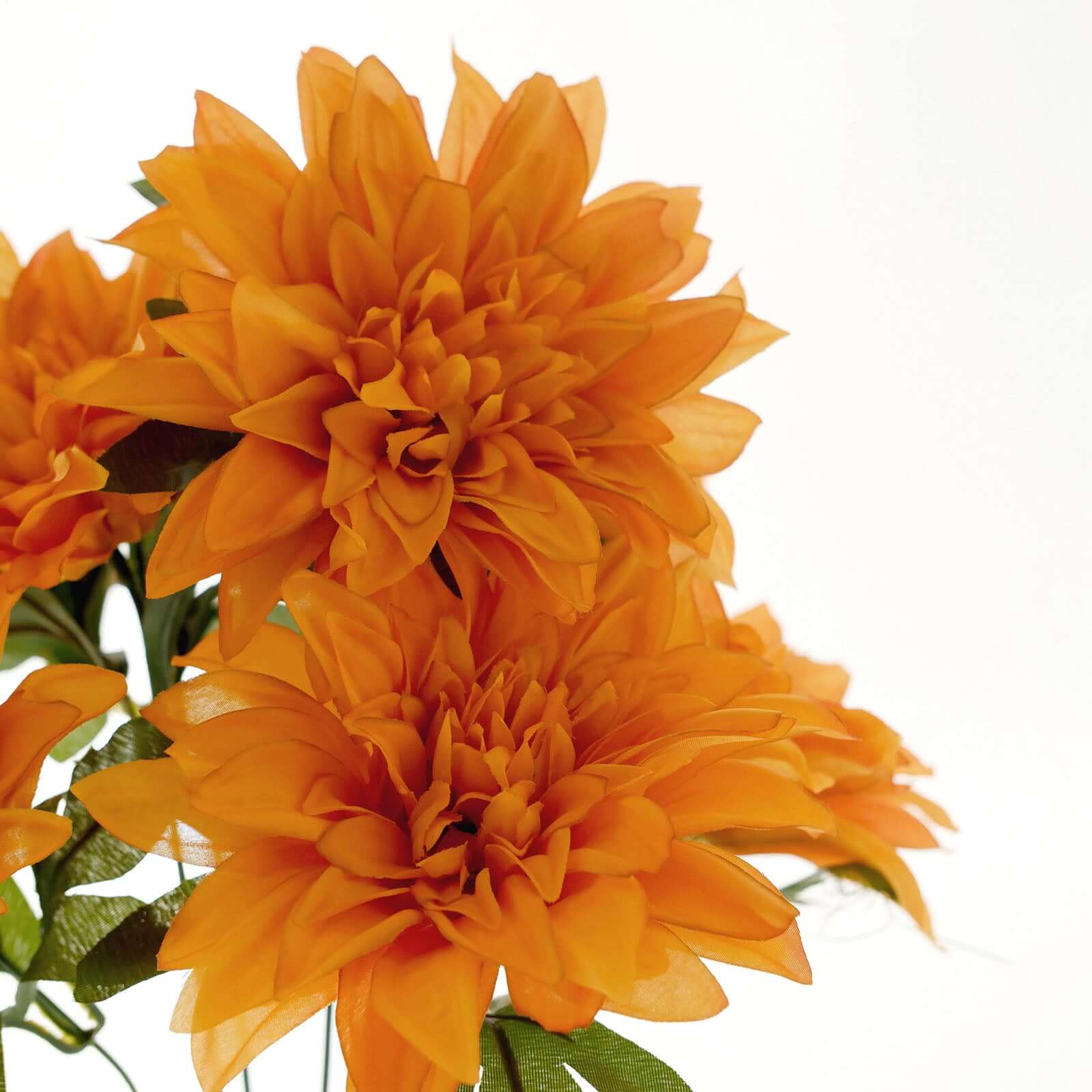 2 Bouquets Orange Artificial Silk Dahlia Flower Spray Bushes 20