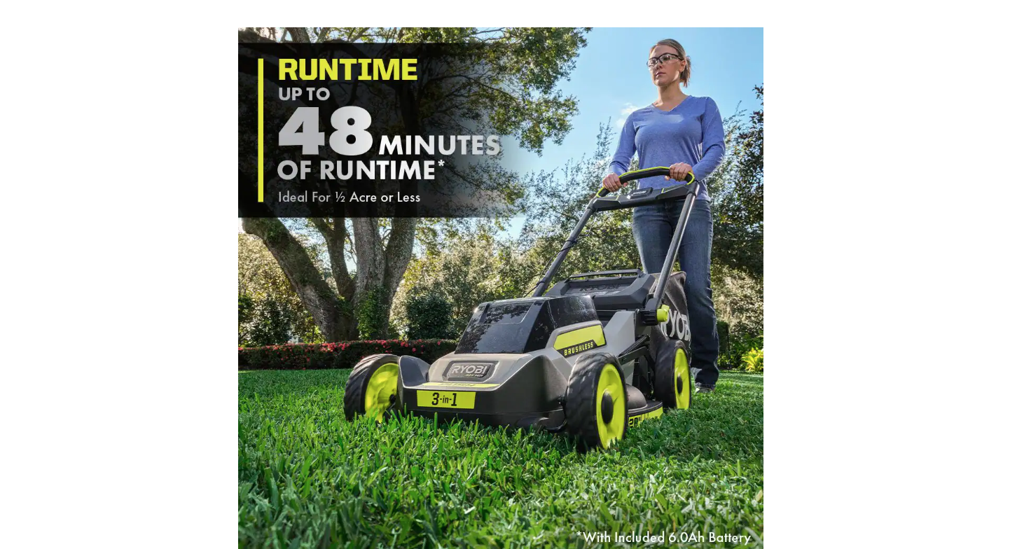 RYOBI RY401170VNM 40V HP Brushless 20 in. Cordless Battery Walk Behind Push Mower with 6.0 Ah Battery and Charger