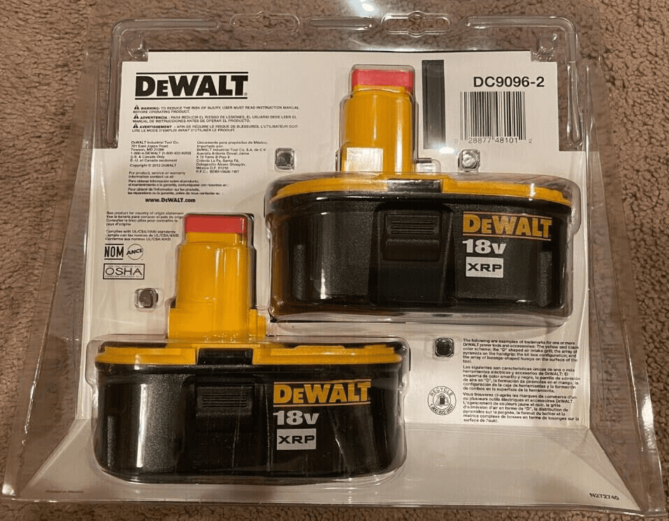 2 PACK -Dewalt DC9096 2.4Ah 18-VOLT XRP NiCd Battery Brand New