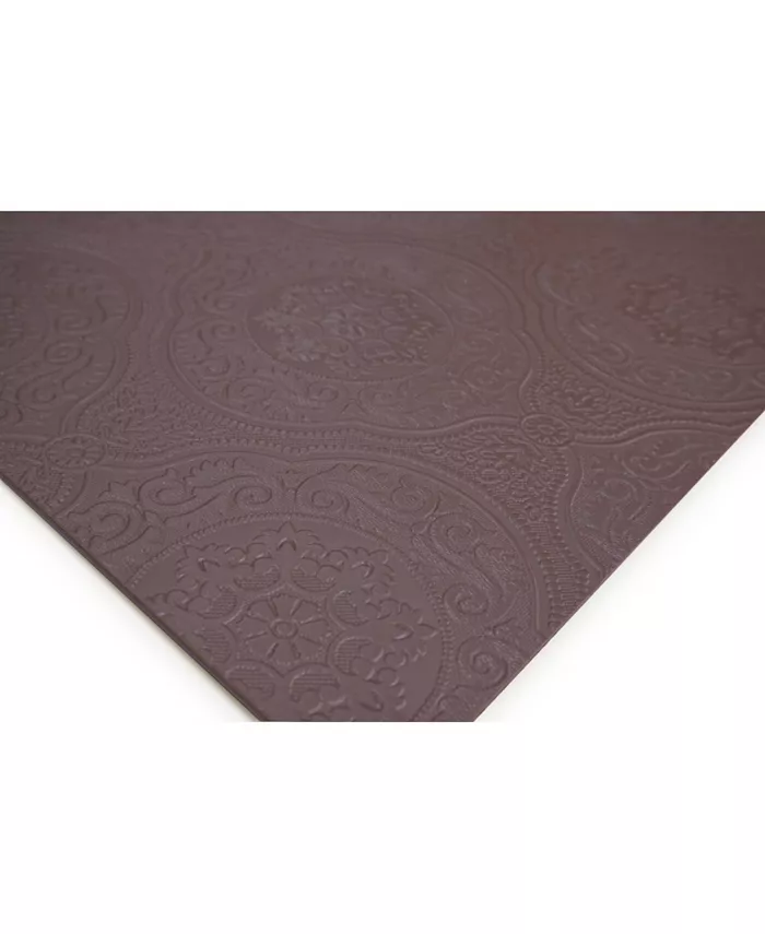 Dainty Home Faux Leather Hyde Park Slip Resistant Suede Backing Embossed 3D Surface Luxury 12 x 18 Place Mats - Set of 4