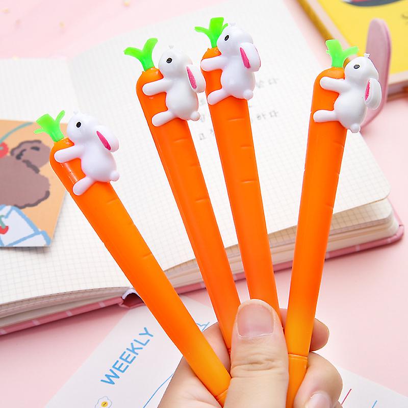 Carrot Bunny Rabbit Gel Ink Pen，easter Gift Easter Party Decoration，5pcs