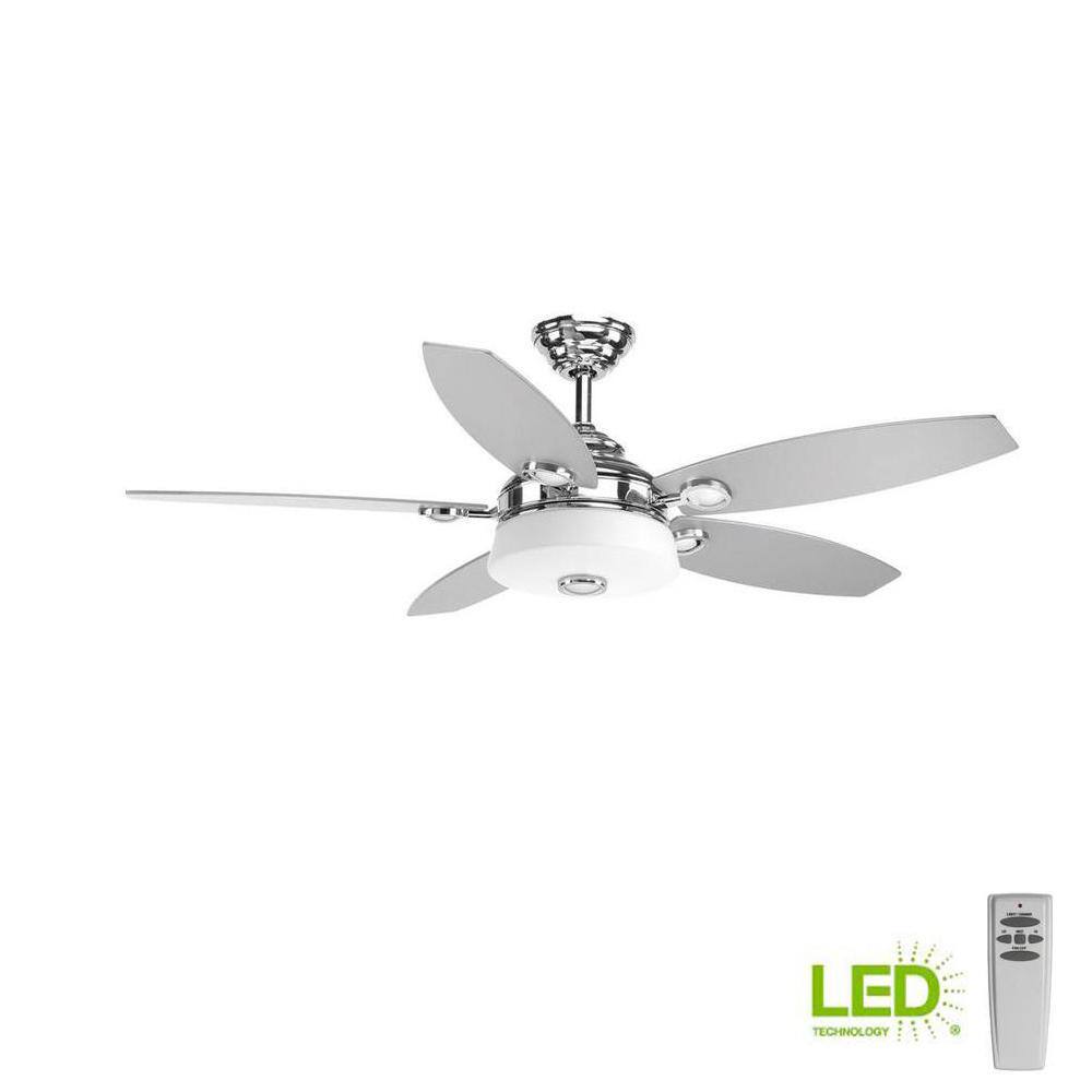 Progress Lighting Graceful Collection 54 in. LED Indoor Polished Chrome Modern Ceiling Fan with Light Kit and Remote P2544-1530K