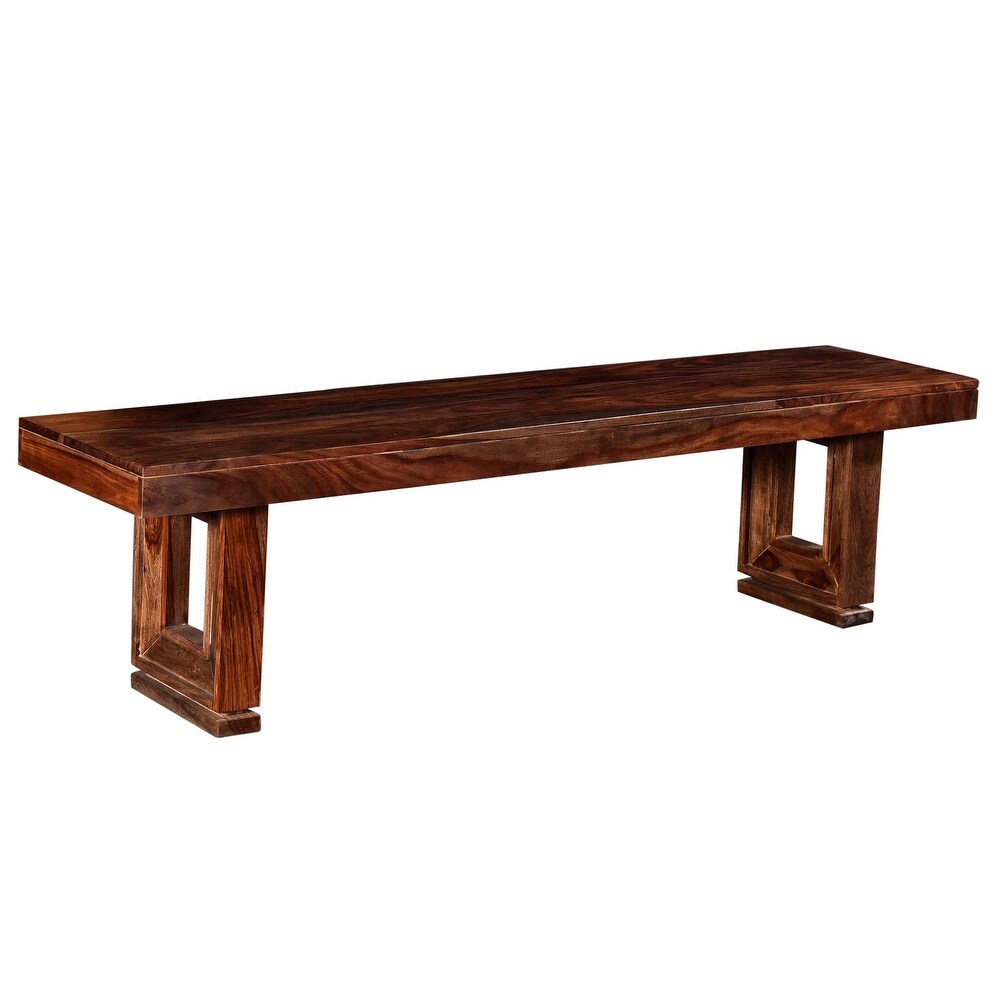 Harrington Brown Acacia Solid Wood Backless Dining Bench 70 in. W x 18 in. H