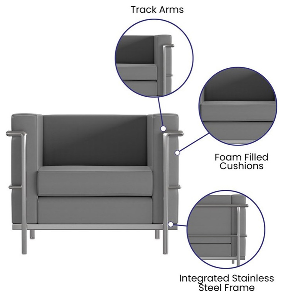 Flash Furniture Hercules Regal LeatherSoft Reception Set in Gray   Modern   Living Room Furniture Sets   by Homesquare  Houzz