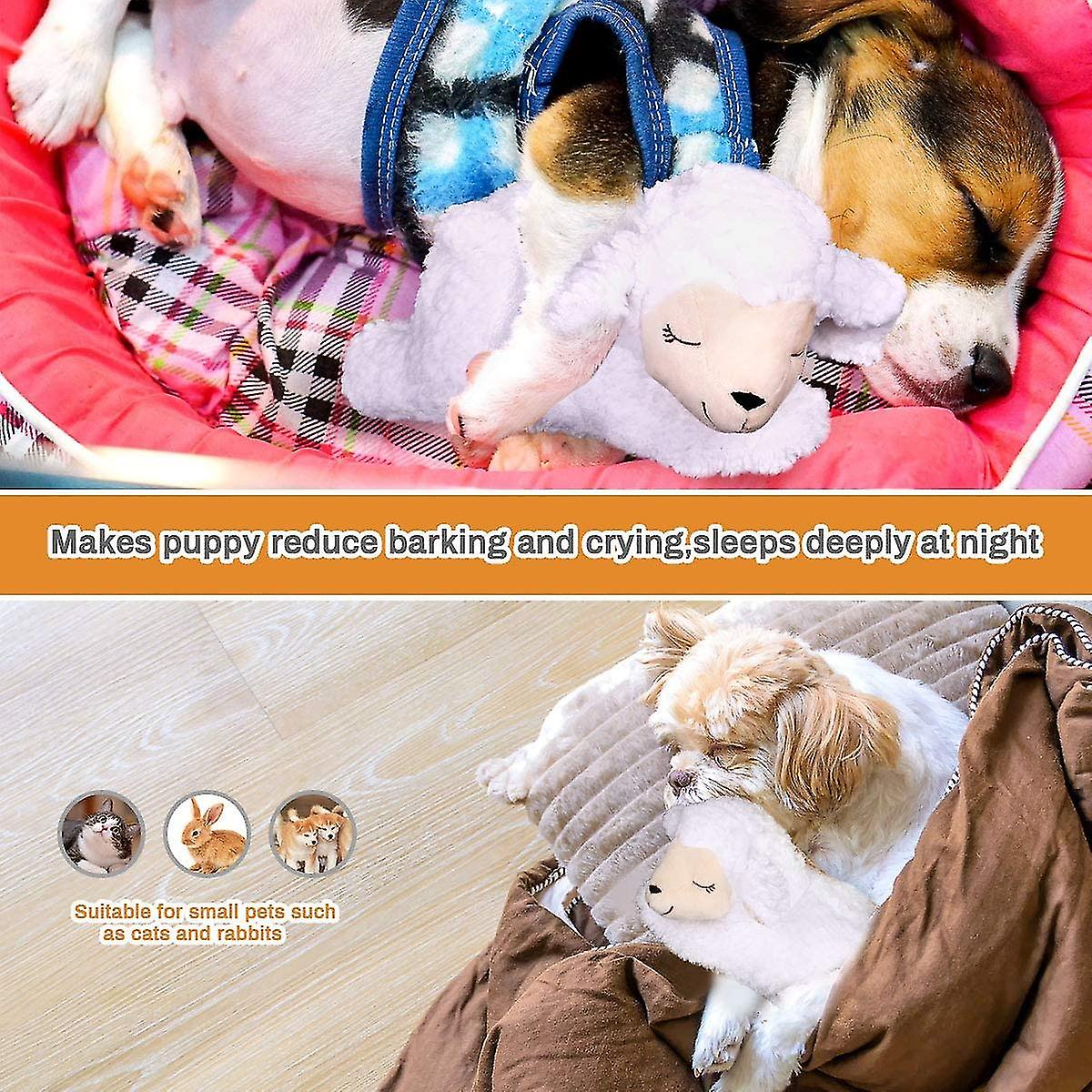 Plush Dog Toy， Puppy Toy With Heartbeat Behavioral Aid Warm Plush Pet Toy， Sheep Shape