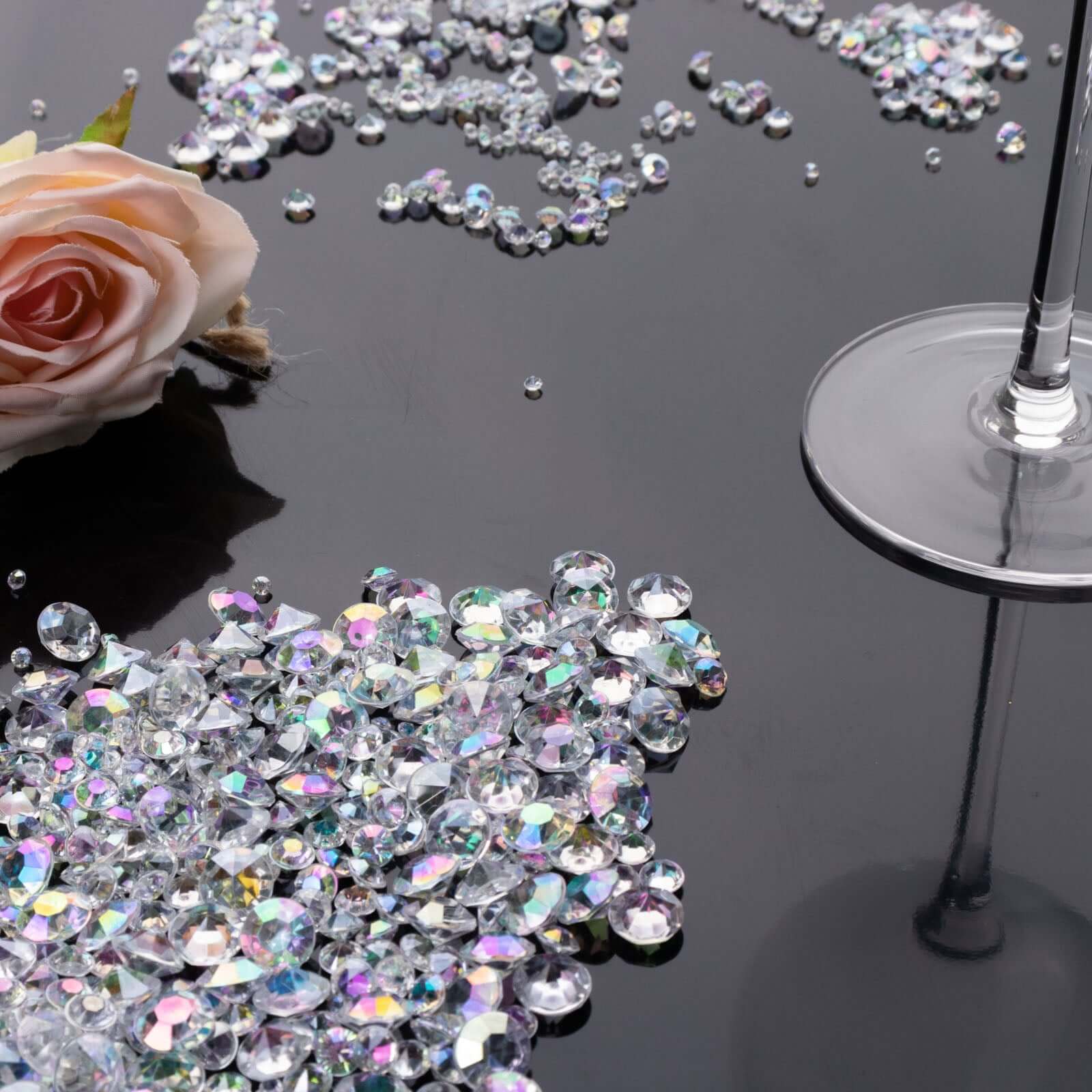 4000 Pcs Iridescent Acrylic Diamond Vase Fillers Table Scatters, DIY Craft Beads Wedding Table Confetti - 3mm, 6mm, 10mm