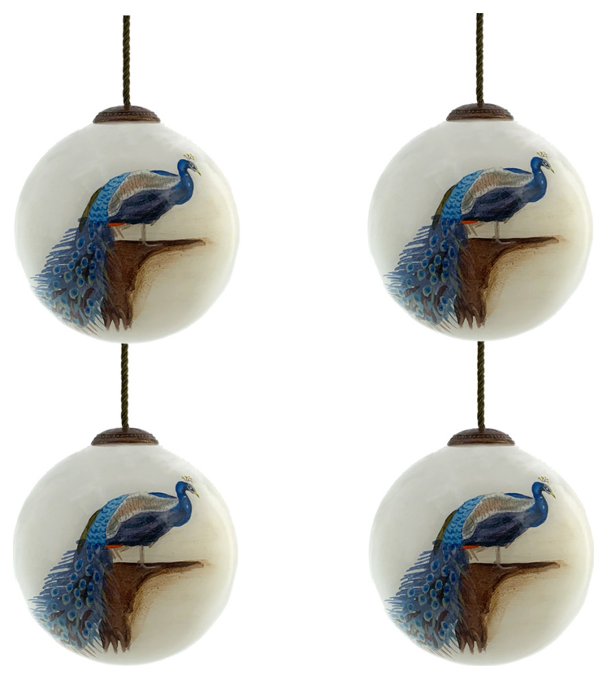 Peacock Glass Ornament Collection  Set of 4   Traditional   Christmas Ornaments   by overstockArt  Houzz