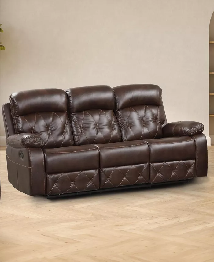 Furniture of America Wallace 84 Faux Leather Manual Recliner Sofa