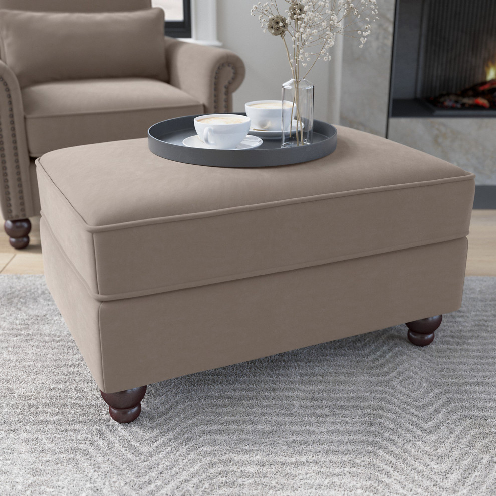 Comfortable Ottoman  Espresso Bun Feet  ampPadded Seat   Traditional   Footstools And Ottomans   by Decor Love  Houzz