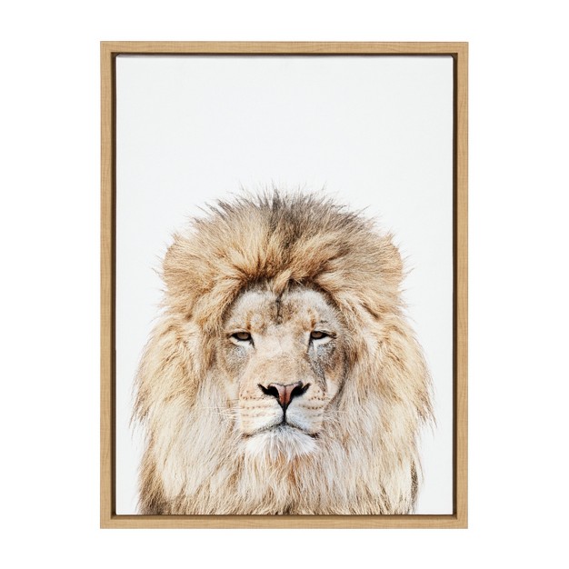 X 24 quot Sylvie Lion Stare Portrait Framed Canvas By Amy Peterson Natural Kate amp Laurel All Things Decor