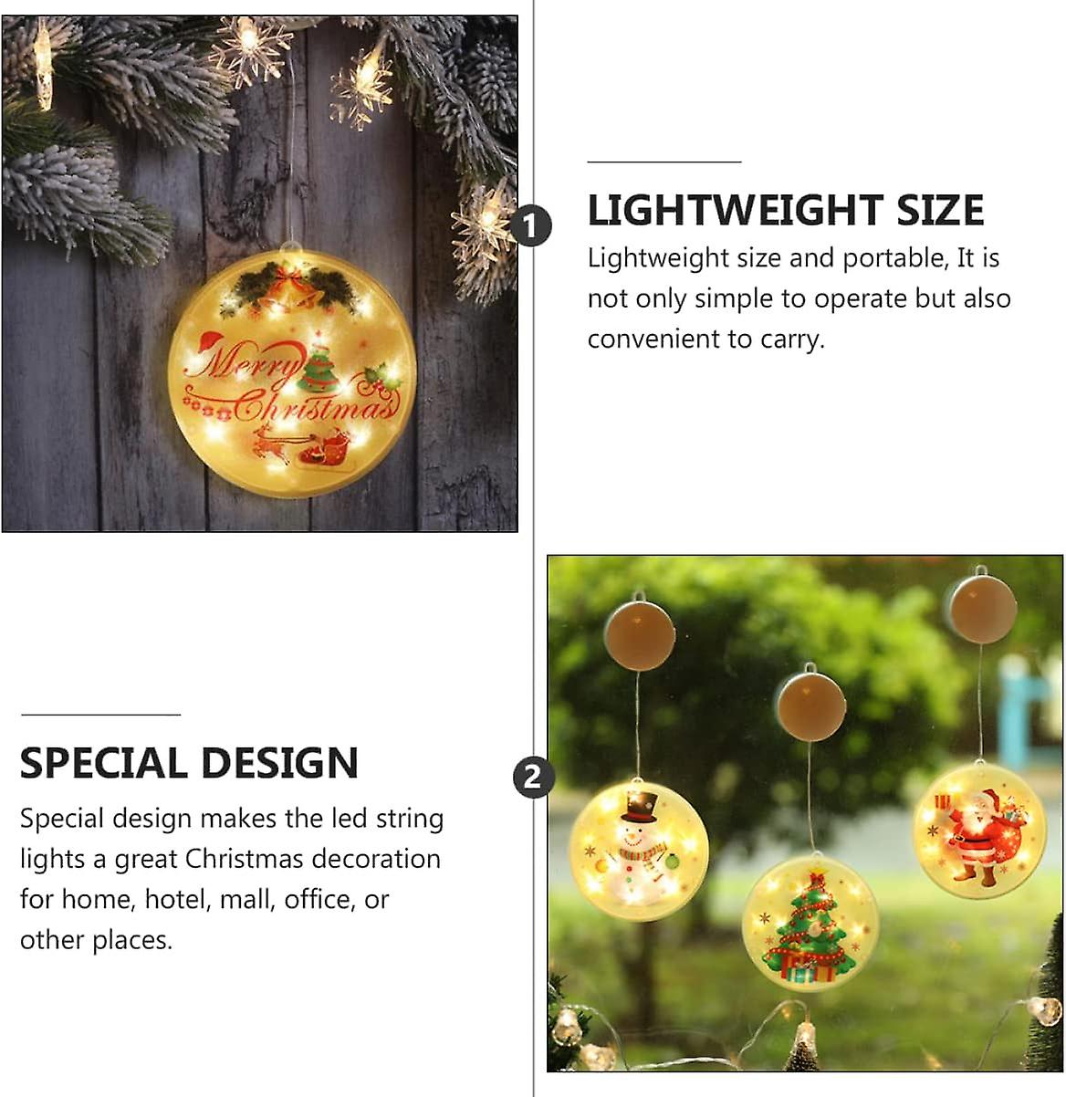 5Pcs Christmas Suction Cup Hanging Lights LED Decor Christmas Decor Christmas Lights Indoor Santa Li