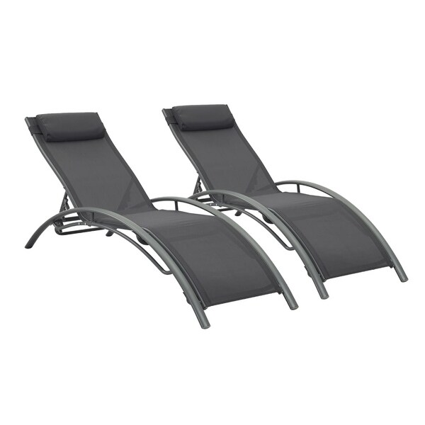 2-Piece Aluminum Outdoor Chaise Lounge