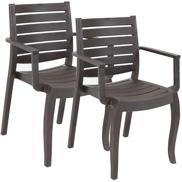 Sunnydaze Polypropylene Stackable Illias Outdoor Patio Arm Chair