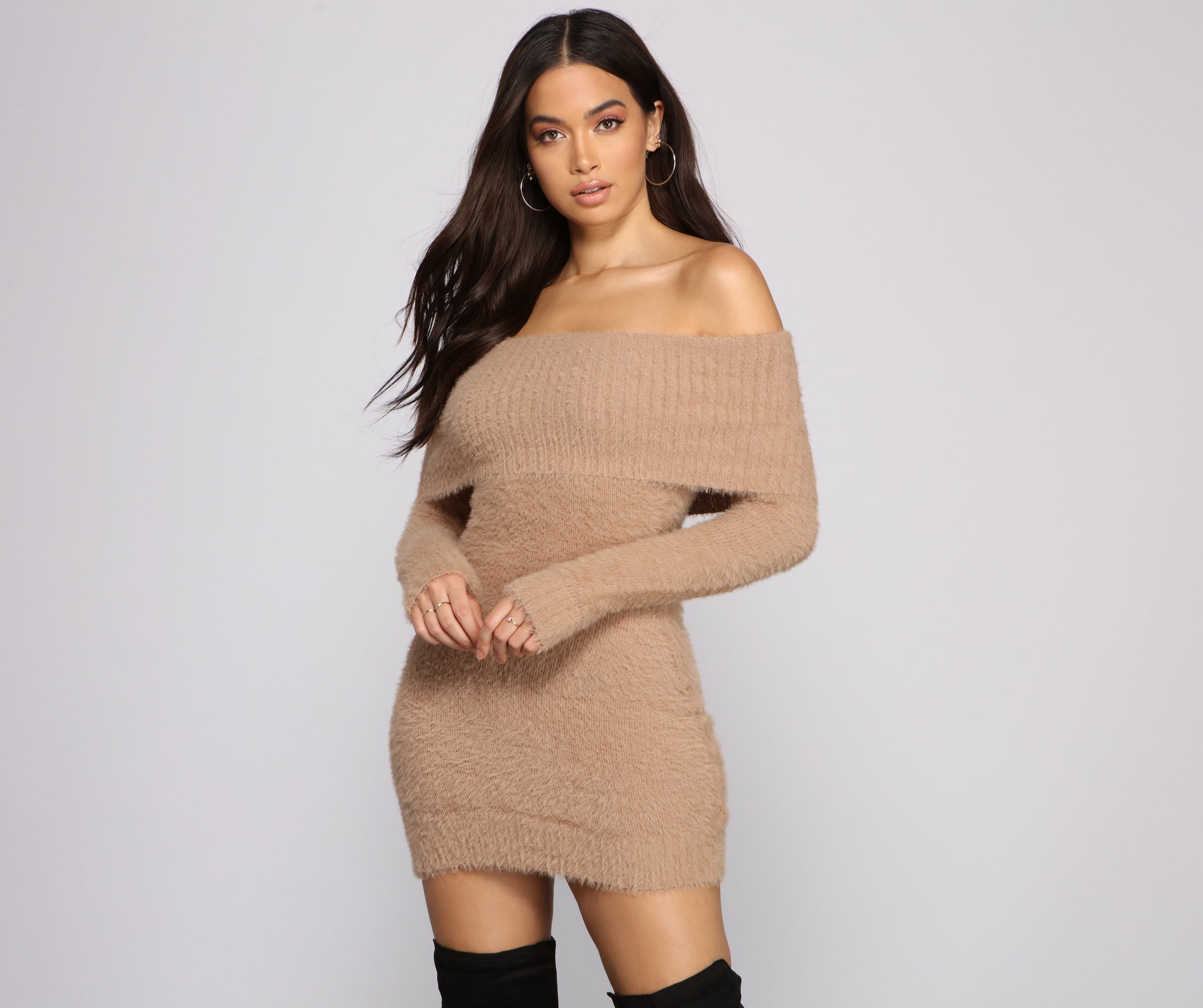 Major Babe Off The Shoulder Sweater Dress