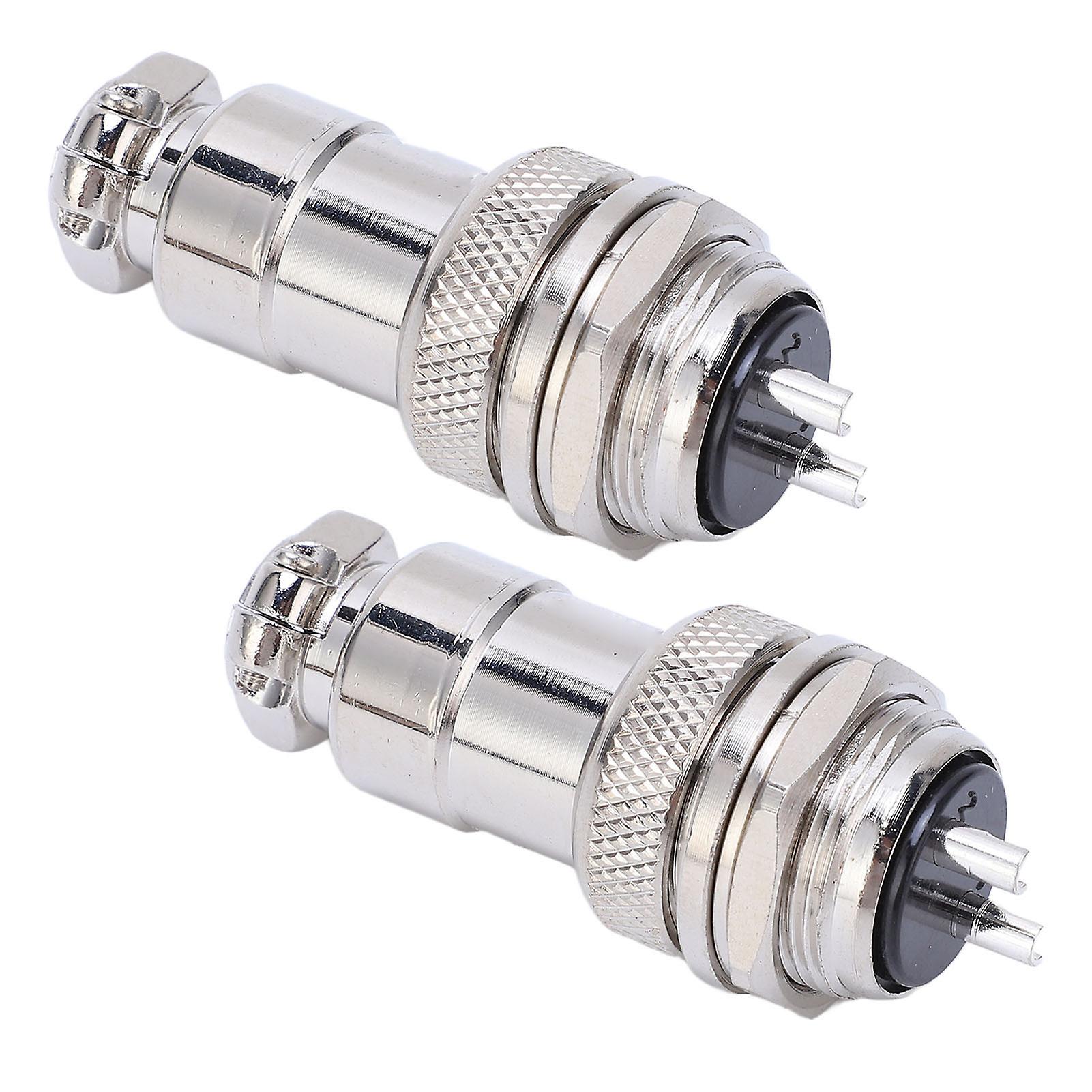 2Pcs Aviation Plug Socket Connector Zinc Alloy Shell Copper Silver Plated Connectors 2 Pin