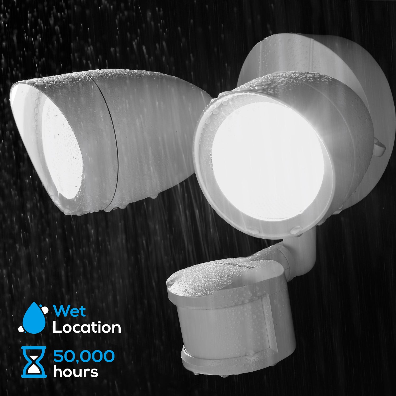 LEONLITE 2 Pack Motion Sensor LED Flood Light， Dusk to Dawn LED Security Light， Adjustable Dual Heads， UL Listed， Daylight， White