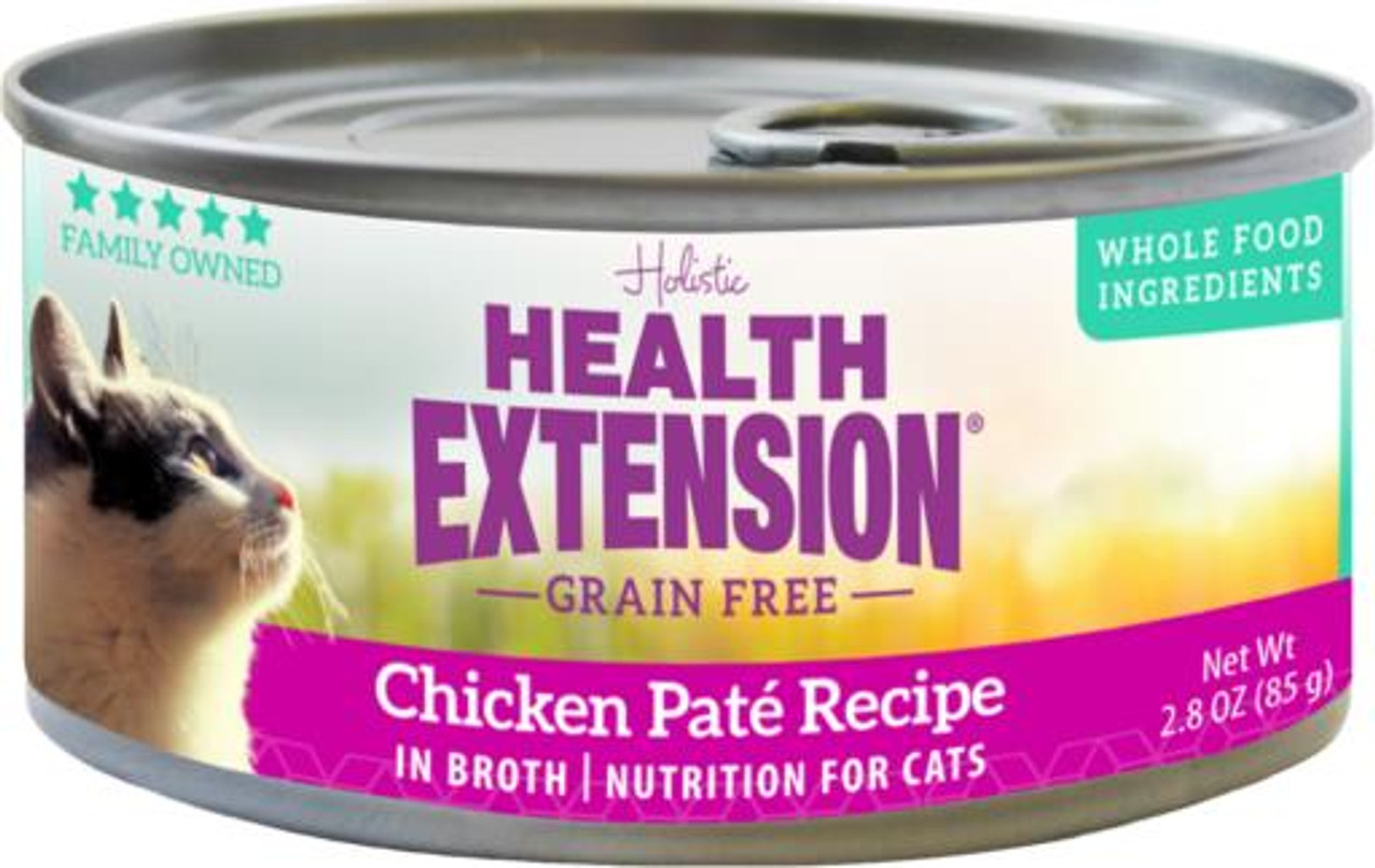 Health Extension Grain Free Chicken Pate Recipe Canned Cat Food， 2.8 Oz.