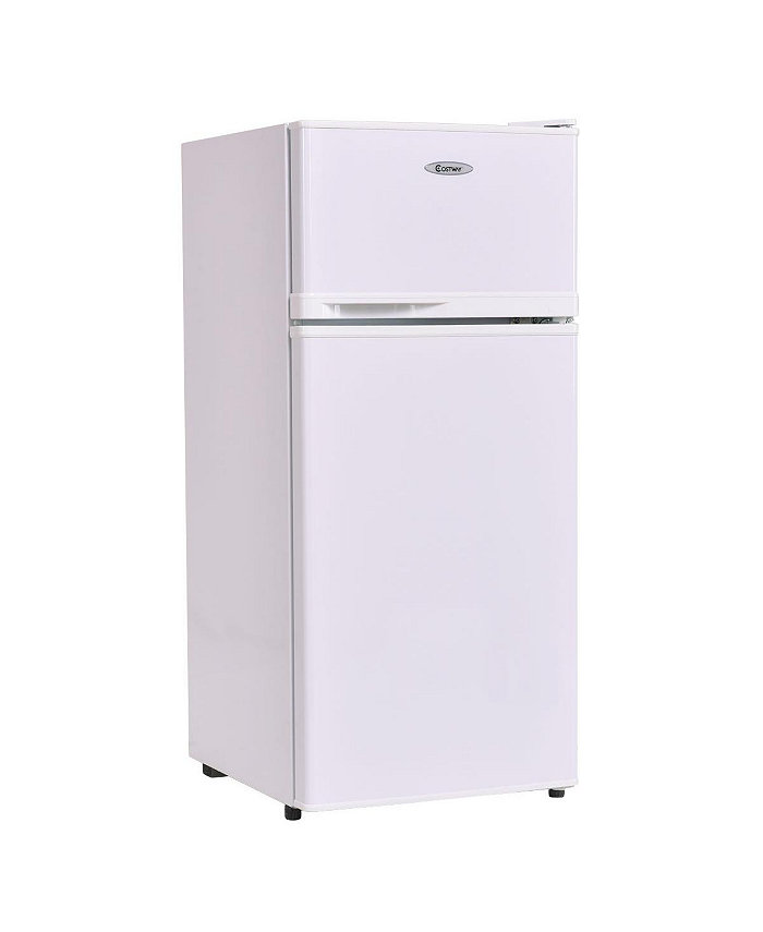 Costway 2 Doors 3.4 cu ft. Unit Compact Mini Refrigerator Freezer Cooler