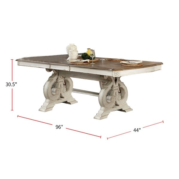 Wood Dining Table in Antique White - Antique White