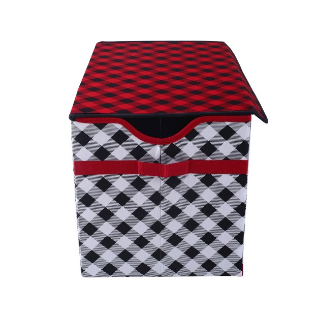 Bacati Lumberjack Red black gray Boys Cotton Storage Toy Chest