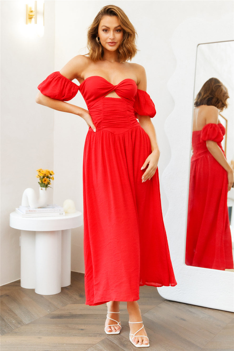 Nightly Dates Midi Dress Red