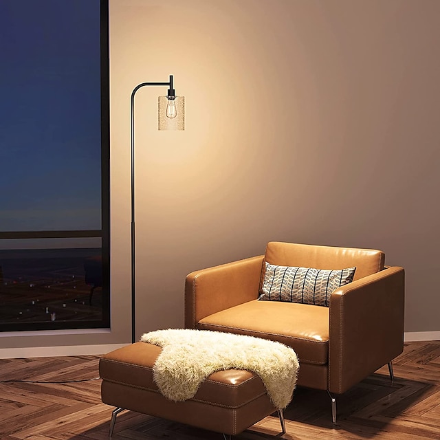 LED Floor Lamp with Suspended Bubble Glass Shade and Unique LED Bulbs Suitable for Bedroom and Living Room Modern Vertical Industrial Lamp High Pole Lamp Suitable for Office