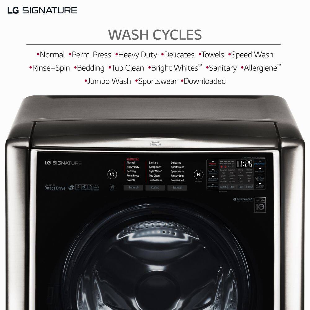 LG SIGNATURE 5.8 Cu. Ft. SMART Front Load Washer in Black Stainless Steel with TurboWash and Steam WM9500HKA