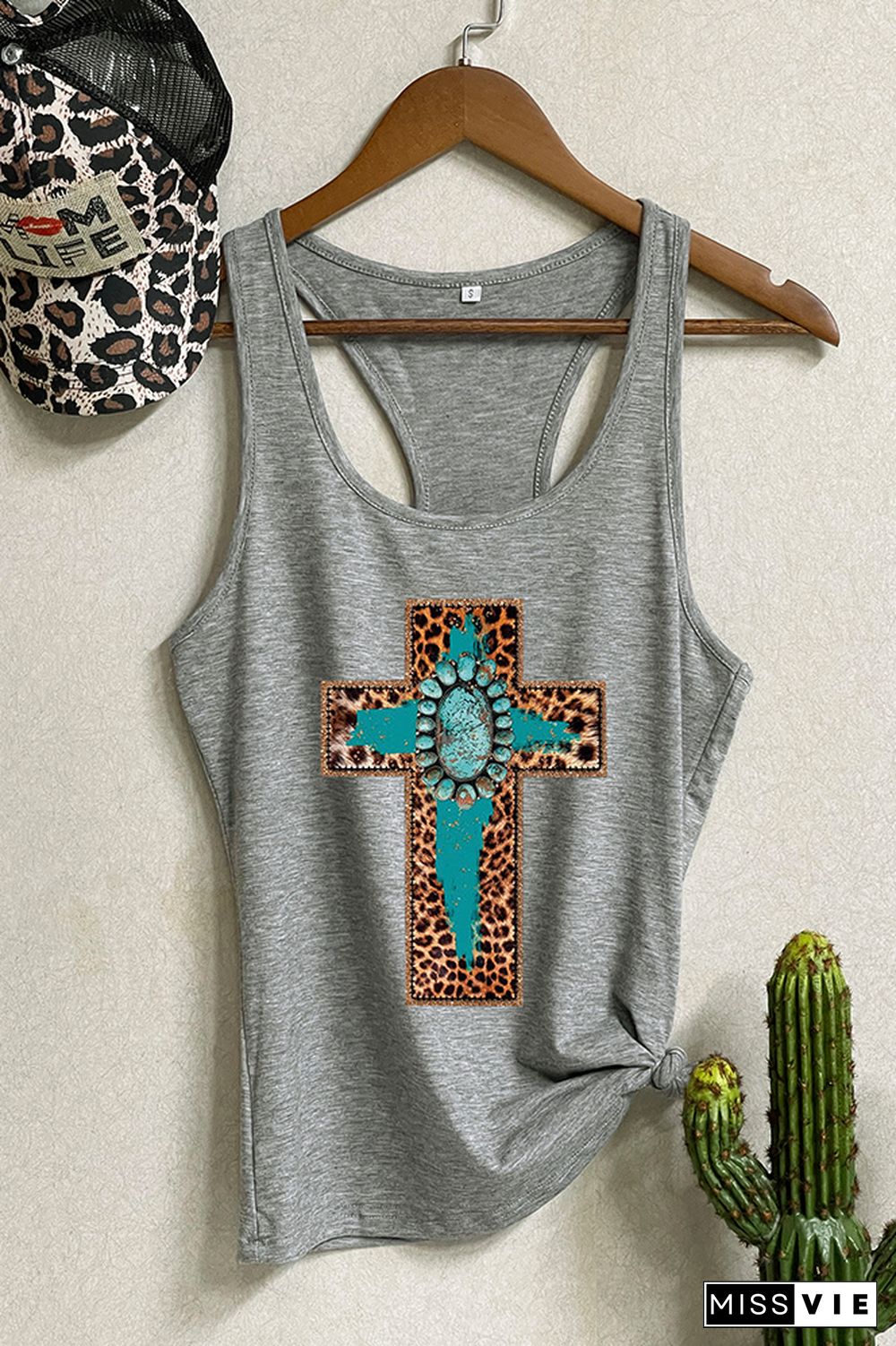 Cross Print Sleeveless Tank Top Wholesale