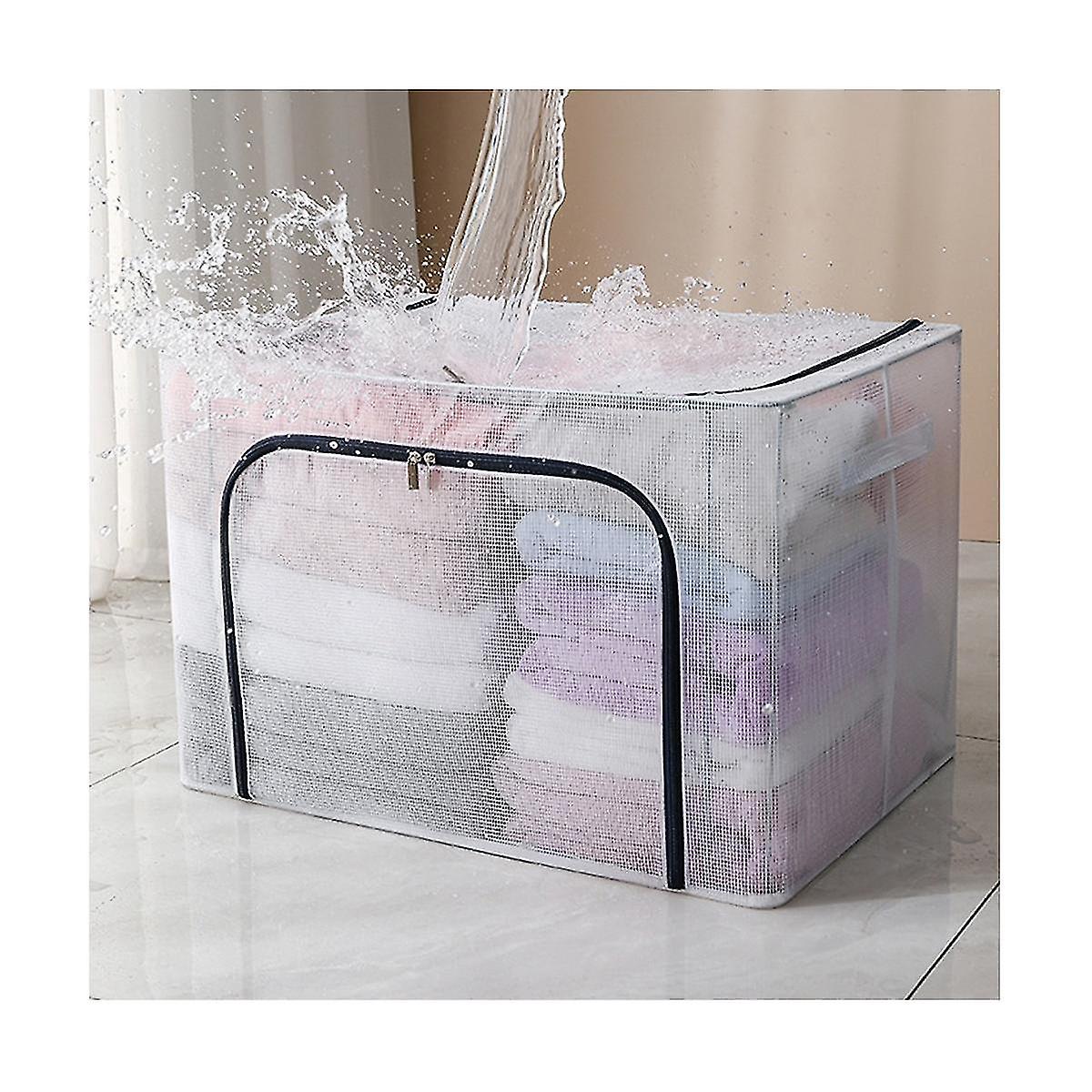 Cloth Clothes Steel Transparent Storage Box Bed Sheet Blanket Pillow Shoe Rack Container Foldable S