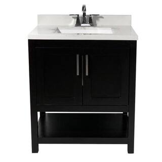 Amluxx Tufino 31 in. Bath Vanity in Espresso with Cultured Marble Vanity Top w Backsplash in Carrara White with White Basin TF30ES-T31CRB