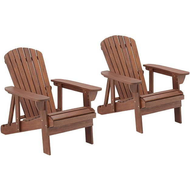 Teal Island Designs Fletcher Dark Wood Outdoor Reclining Adirondack Chairs Set Of 2