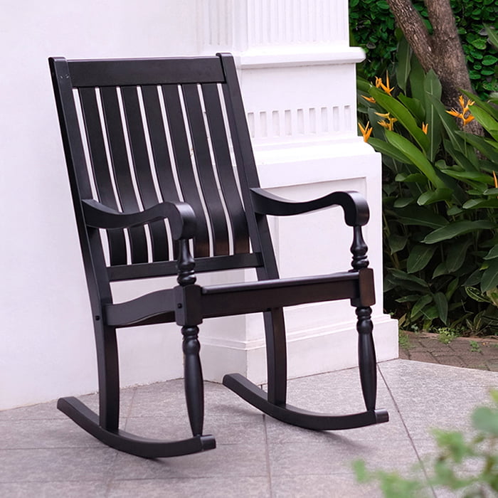 Bonn Solid Wood Oversized Outdoor Rocking Chair, Black