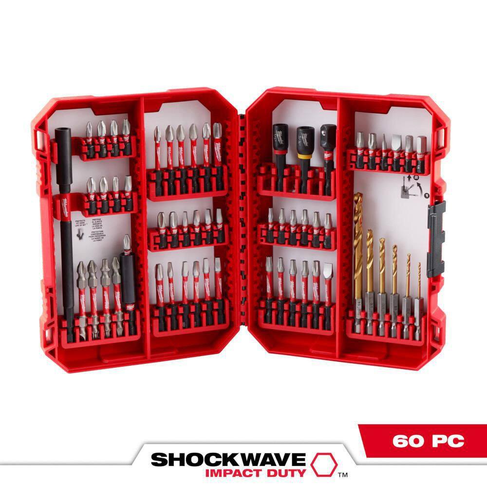 MW SHOCKWAVE Impact Duty Alloy Steel Screw Driver Bit Set (60-Piece) 48-32-4097