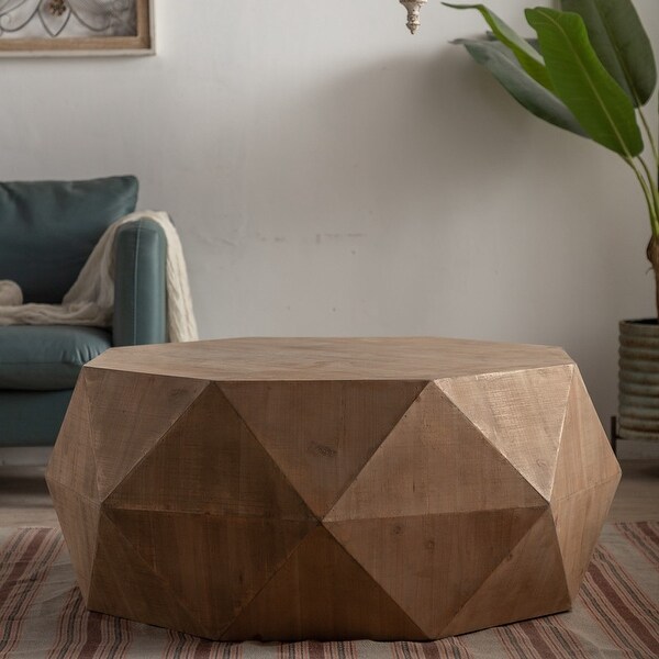 Modern Geometric Coffee Table for Living Room， Three-dimensional Embossed Pattern Design Sofa Table Cocktail Table