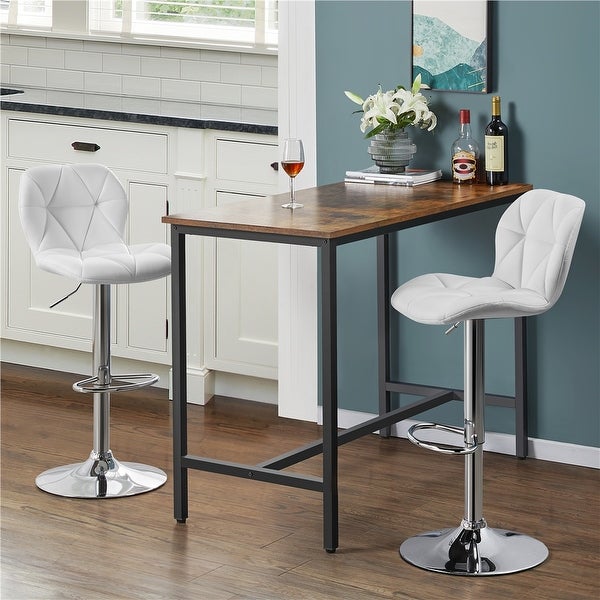 Yaheetech Adjustable Faux Leather Swivel Armless Bar Stool， Set of 2