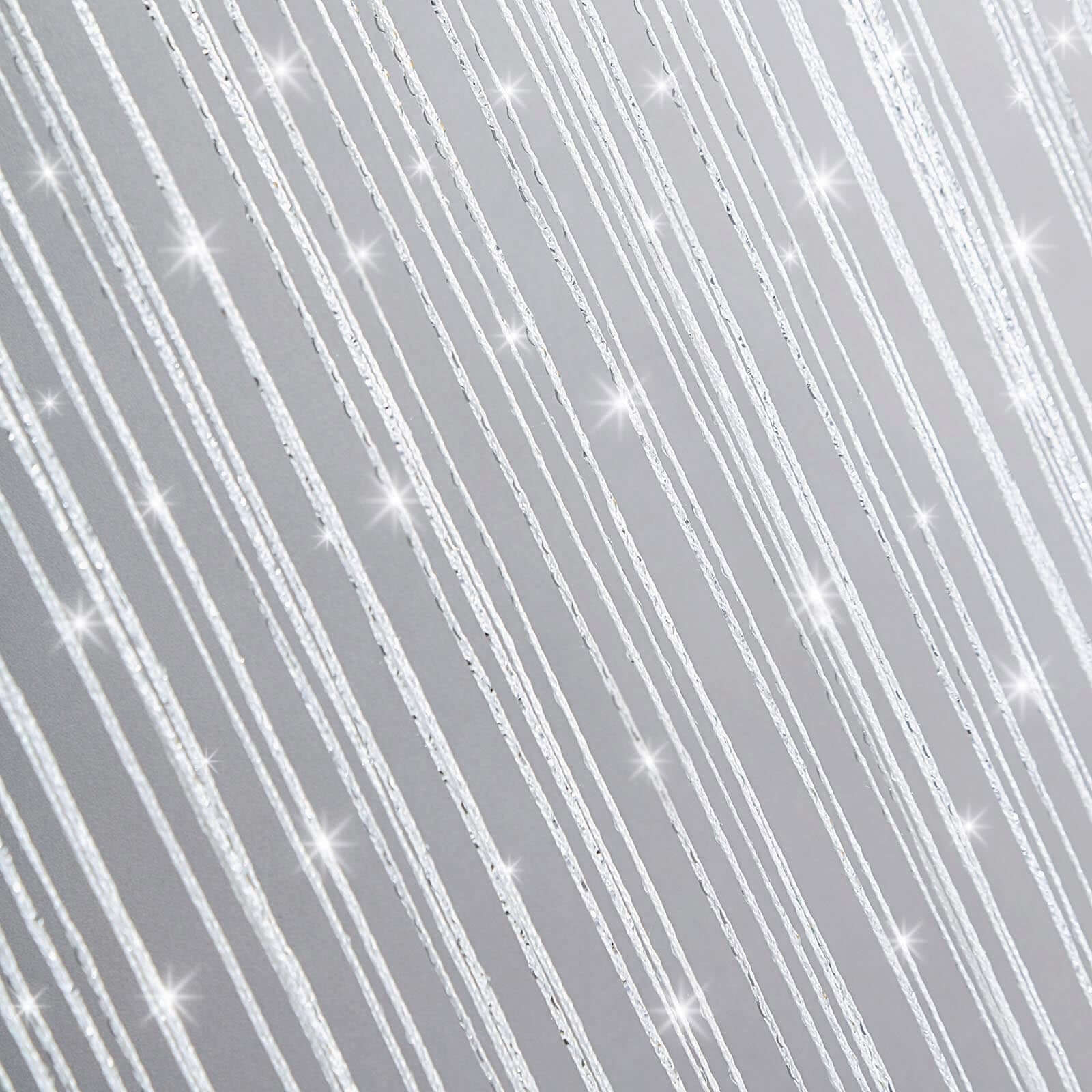 White/Silver Silk Tassel String Curtains, Decorative Room Divider Panels 3ftx8ft