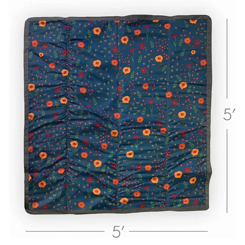 Midnight Poppy Outdoor 100% Polyester Blanket East To Carry Roll Up Waterproof Washable Picnic Blanket Mat