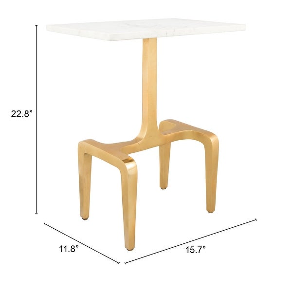 Clement Marble Side Table White and Gold - 18