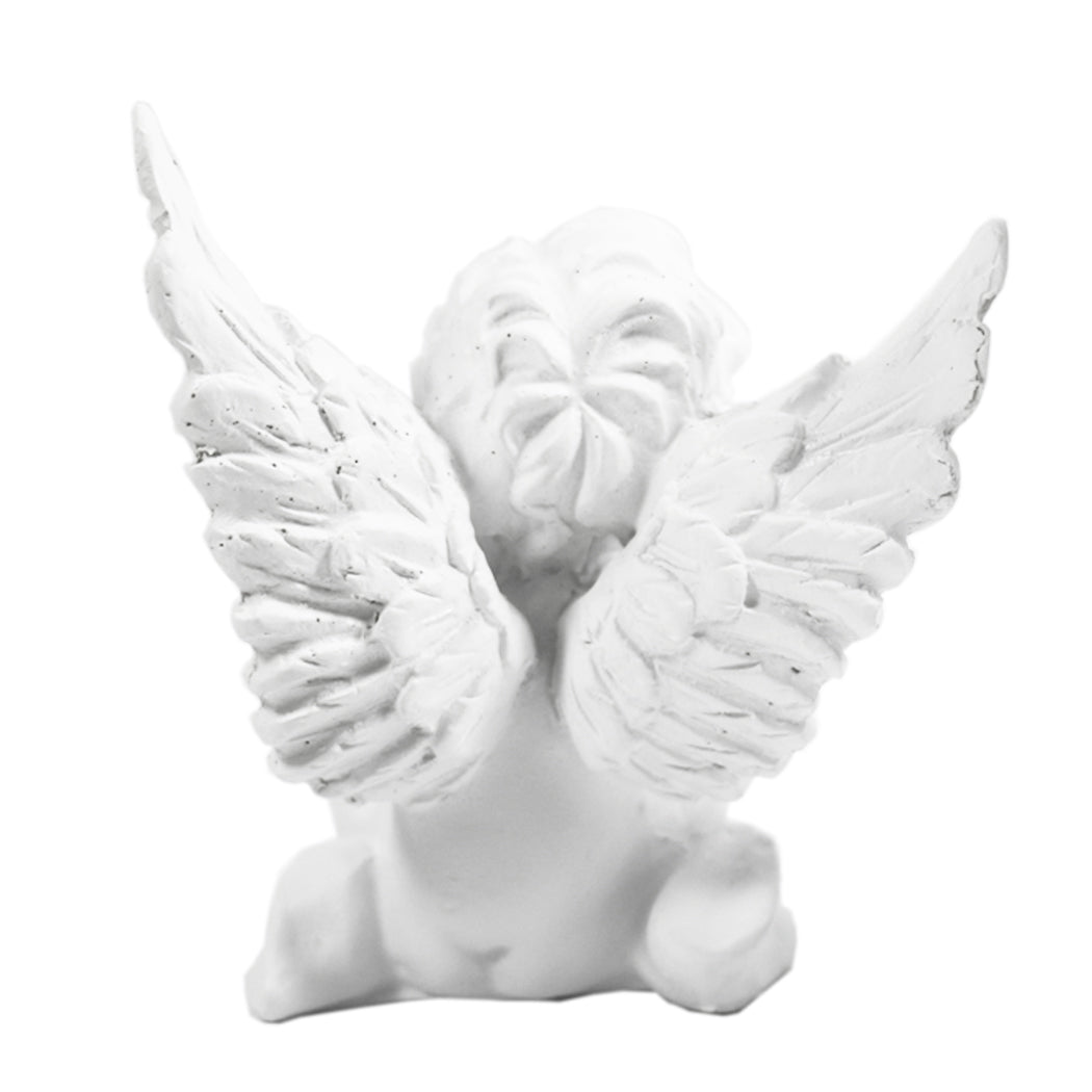 KiaoTime l Set of 2 Resin Adorable Cherubs Angels Statues Figurine Guardian Angel Garden Angels Sculpture Cute Angel Collection Wings Angel Memorial Statue 4.25" (Set of 2 Cherubs)