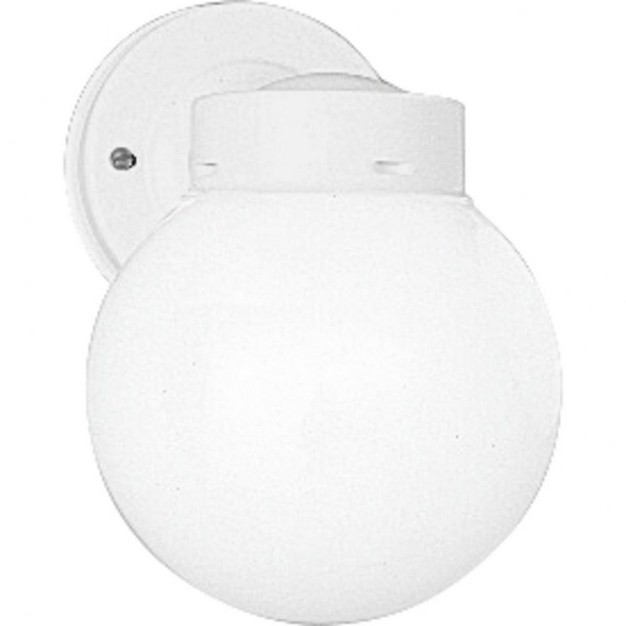 Progress Lighting Utility 1 light Outdoor Wall Light White Finish Glass Globe Shade Wet Rated