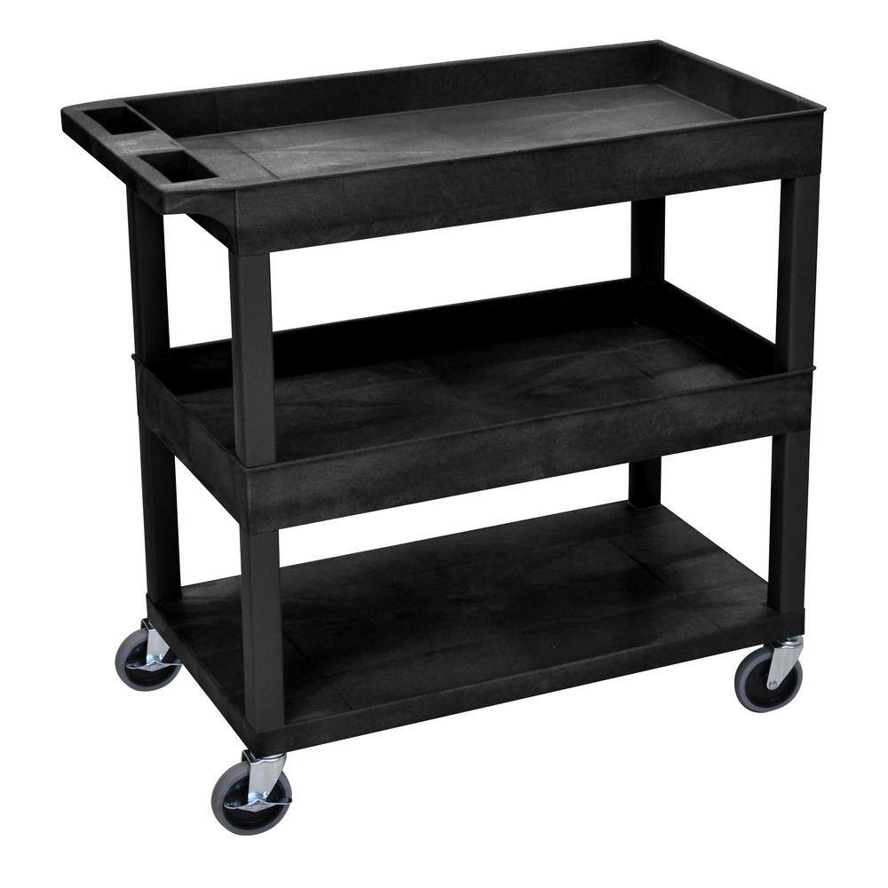 Luxor EC 32 in. 3-Shelf Utility Cart in Black EC112-B