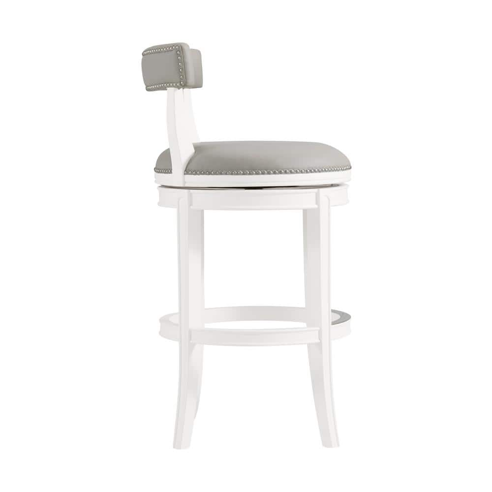 Alaterre Furniture Hanover White and Gray Swivel Bar Height Stool (2-Pack) with Cushioned Seat ANHN02PDCR2