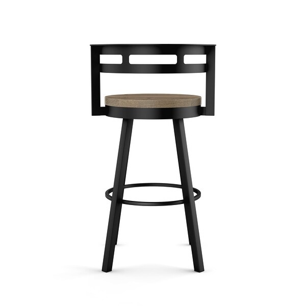 Amisco Vector Swivel Counter Stool with Distressed Wood Seat