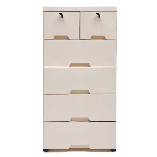 Plastic Drawers Dresser， Storage Cabinet with 6 Drawers， 20 Wx14 Dx40 H Closet Drawers Tall Dresser Organizer - as picture - - 37668541