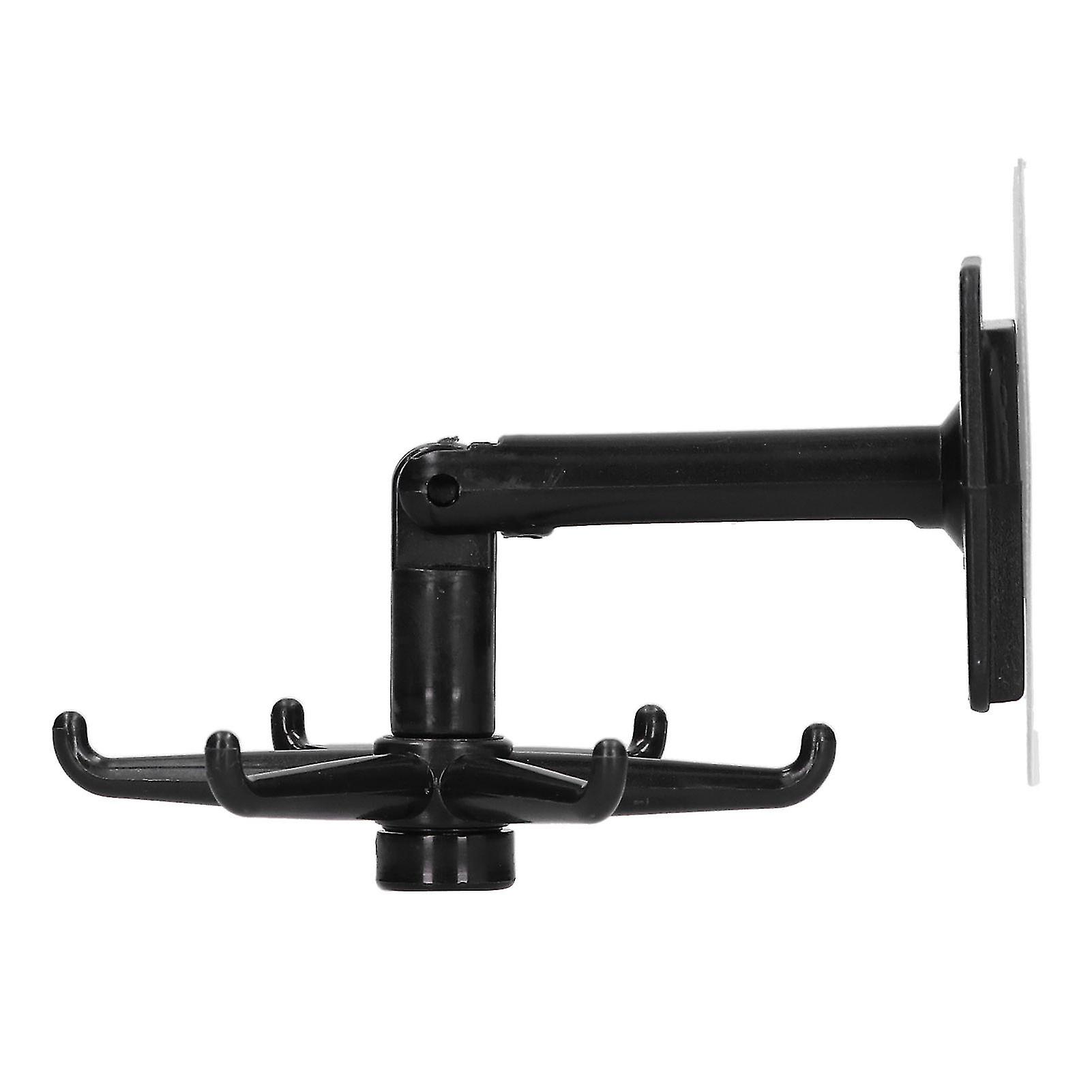 No-Punch Unique Shape Hook Rotatable Storage Holder Wall Hanger for Home BathroomBlack